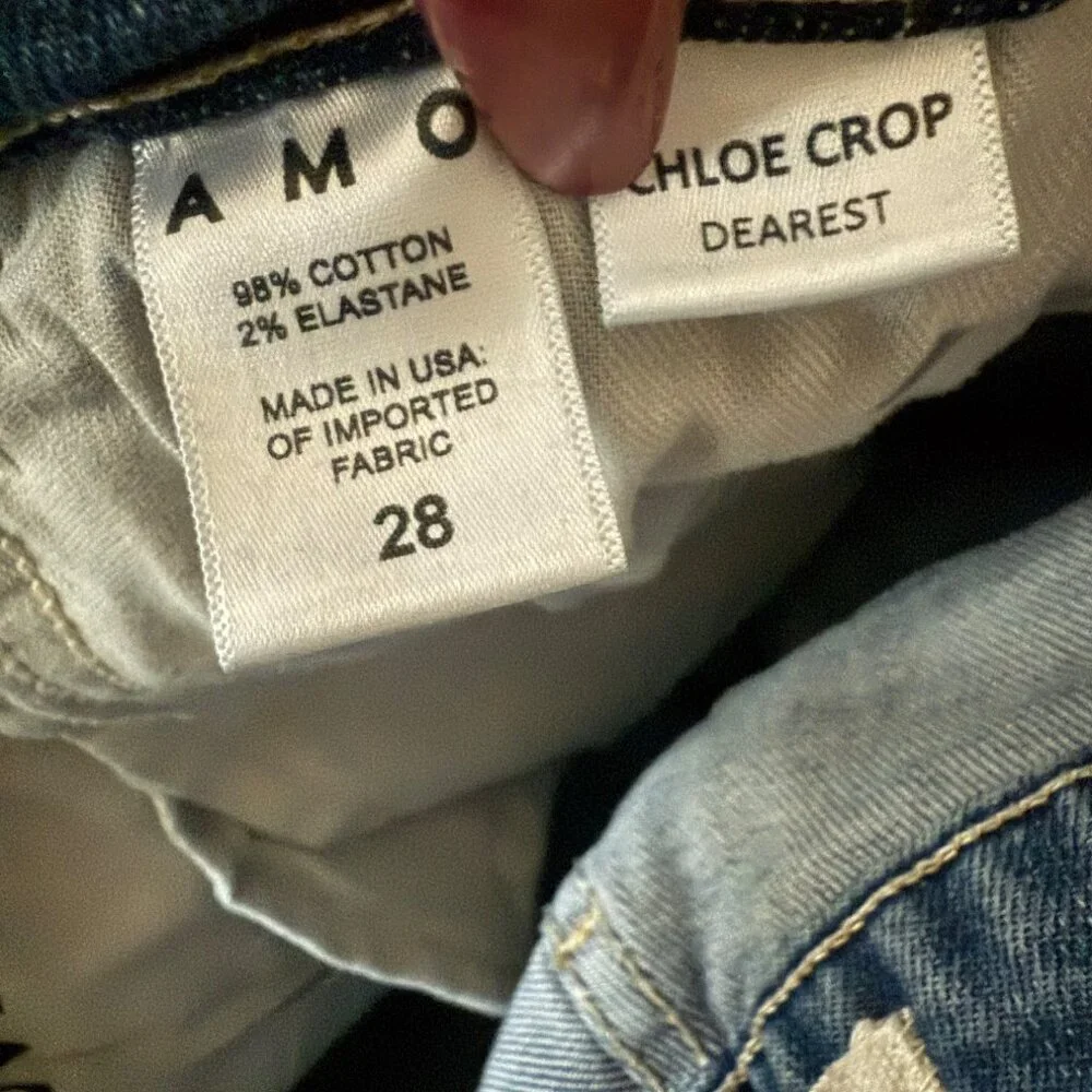 Amo Chloe Crop in Dearest Straight Leg Denim Jeans Size 28 - Picture 7 of 7